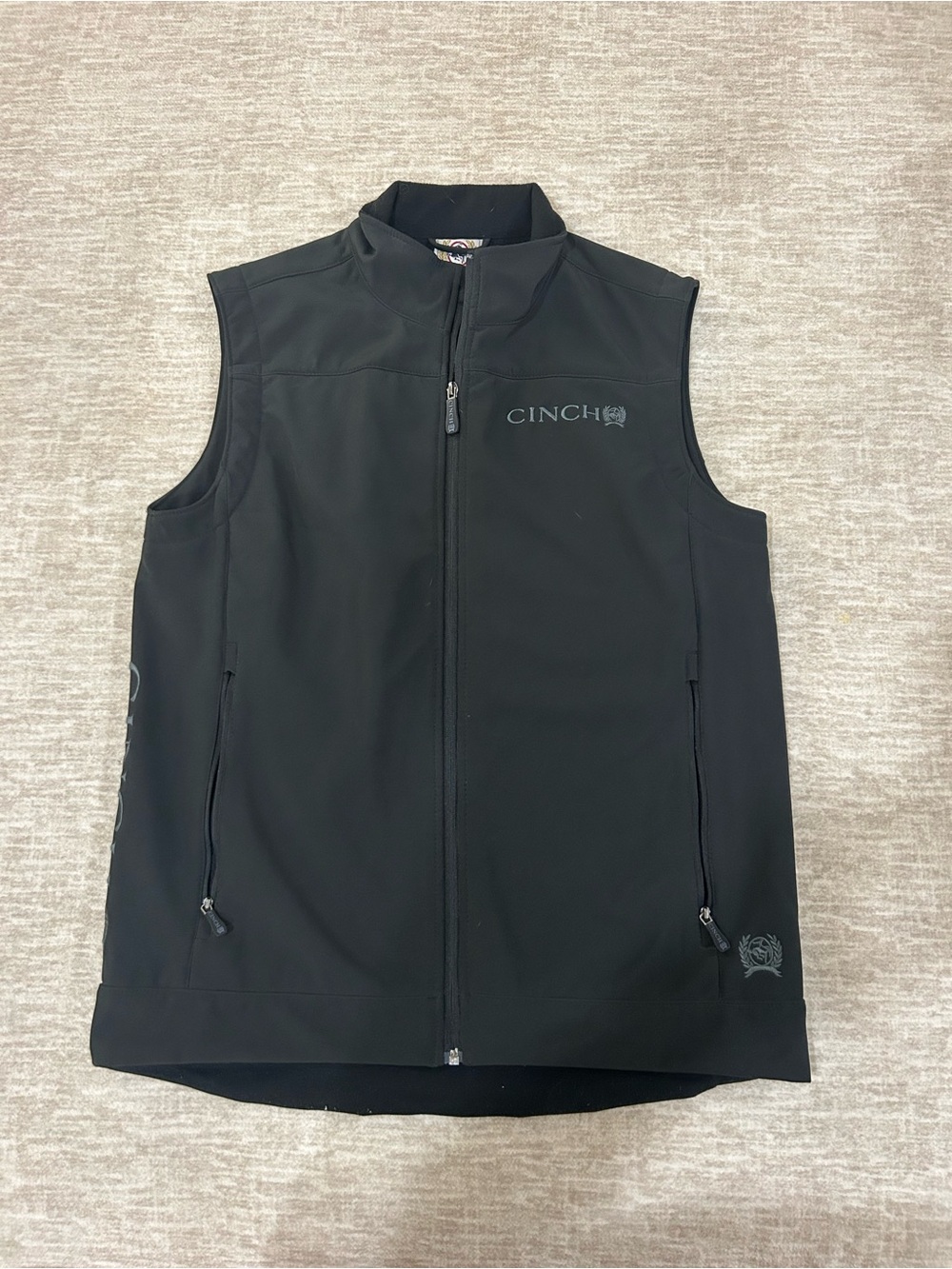 Cinch Black Softshell Vest with Subtle Logo Embroidery